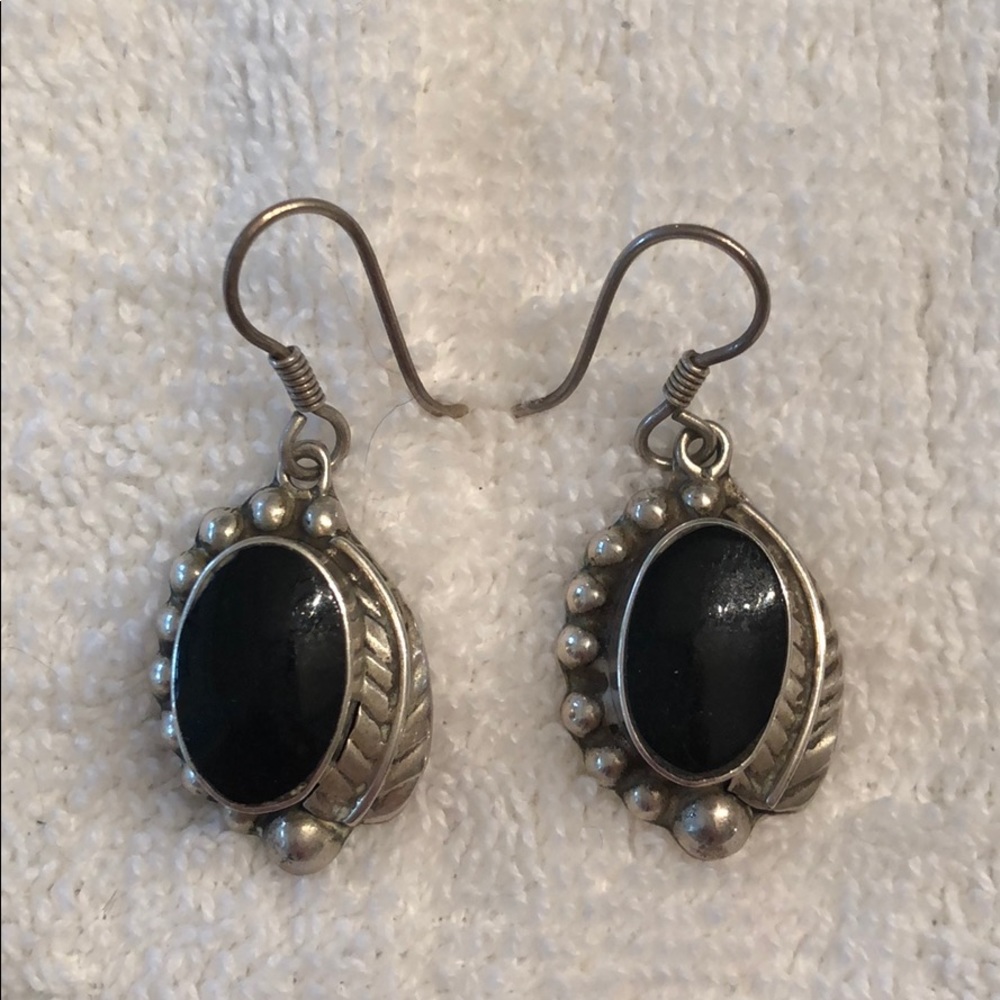Silver and Black Earrings